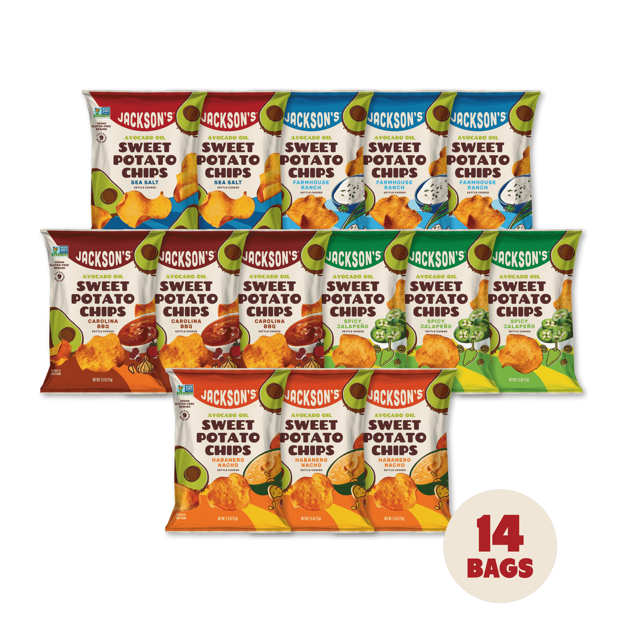 Epic Flavors Variety Pack Sweet Potato Chips in Avocado Oil 2.5oz (Pack of 14)