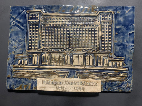 Artwork by Debbie La Pratt: the Michigan Central Station is a brand new piece to represent the rebirth of the city.