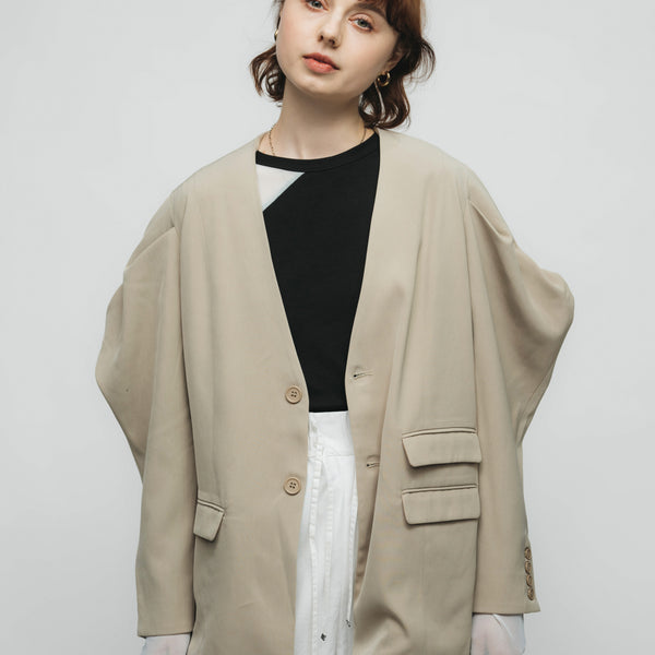 POINTY SHOULDER LOOSE JACKET / BEIGE