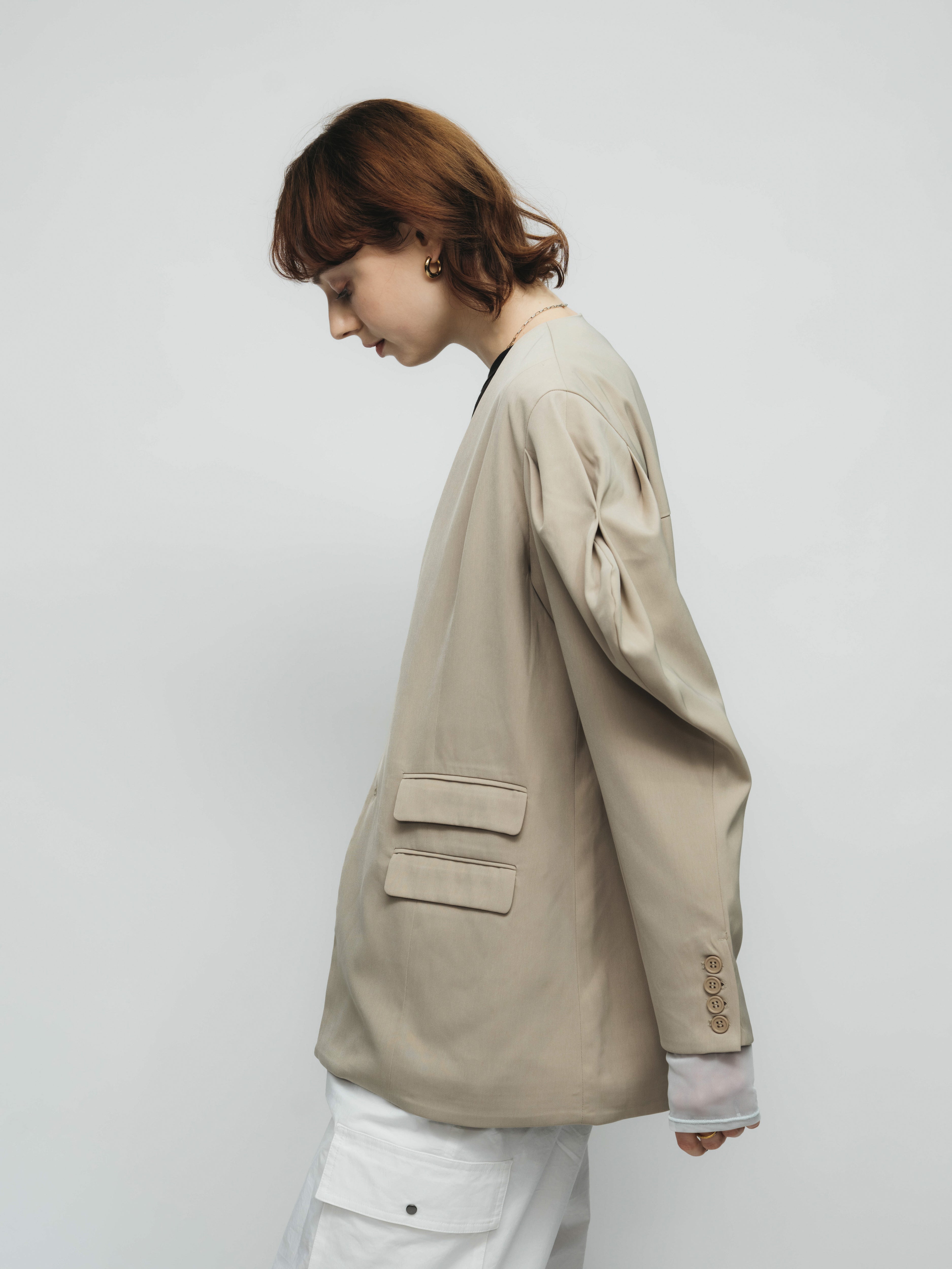 シルバーピーチ led.tokyo POINTY SHOULDER LOOSE JACKET - 通販