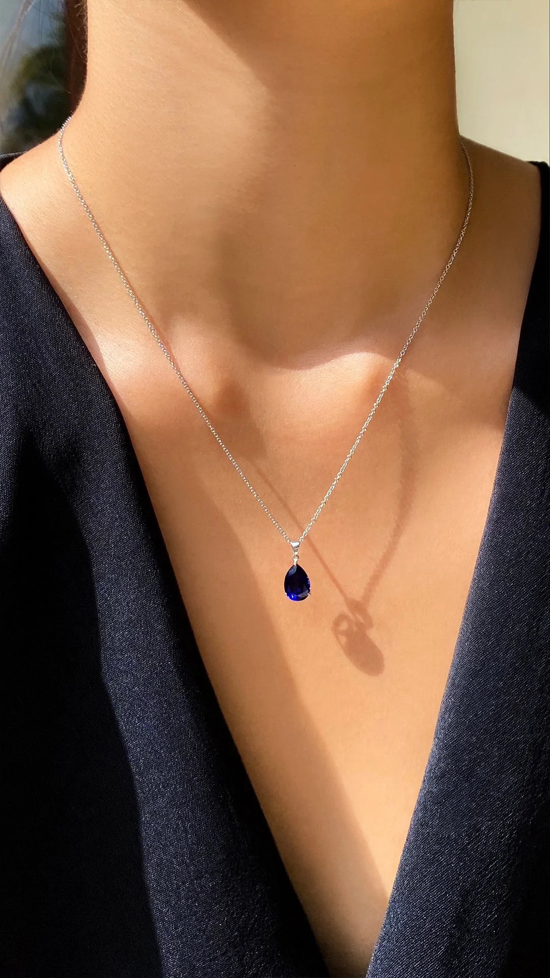 100% Natural Blue Sapphire Necklace For Daily Wear 4mm*5mm Sapphire Silve  Necklace 925 Silver Sapphire Jewelry - Pendants - AliExpress