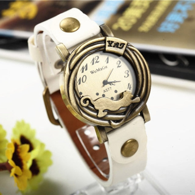 Cat Vintage Leather Watch