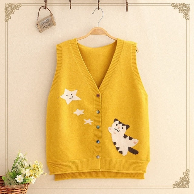 Cat Wool Knitted Vest