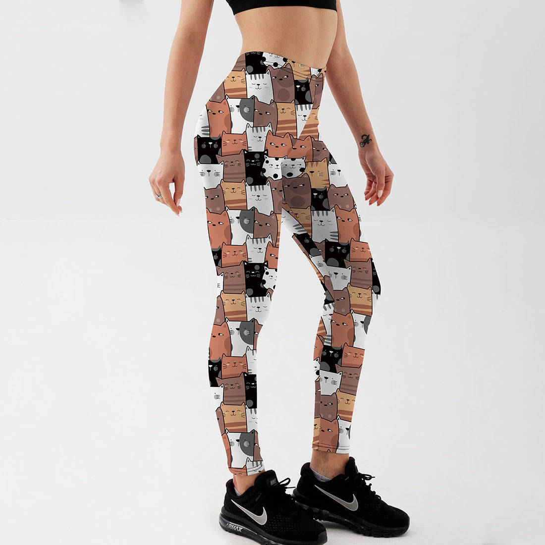 Printed Cartoon Cat Leggings