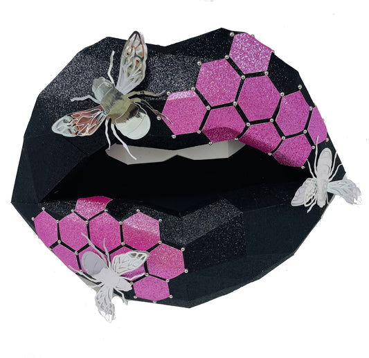 Paper Lips Bee Wall Art for Home Office or Salon