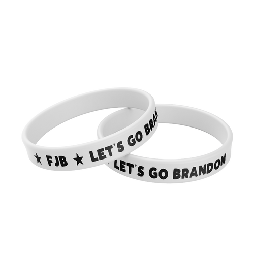 BiglyWellness 2 Wristbands (Save 15%) Let's Go Brandon - FJB Wristband - White
