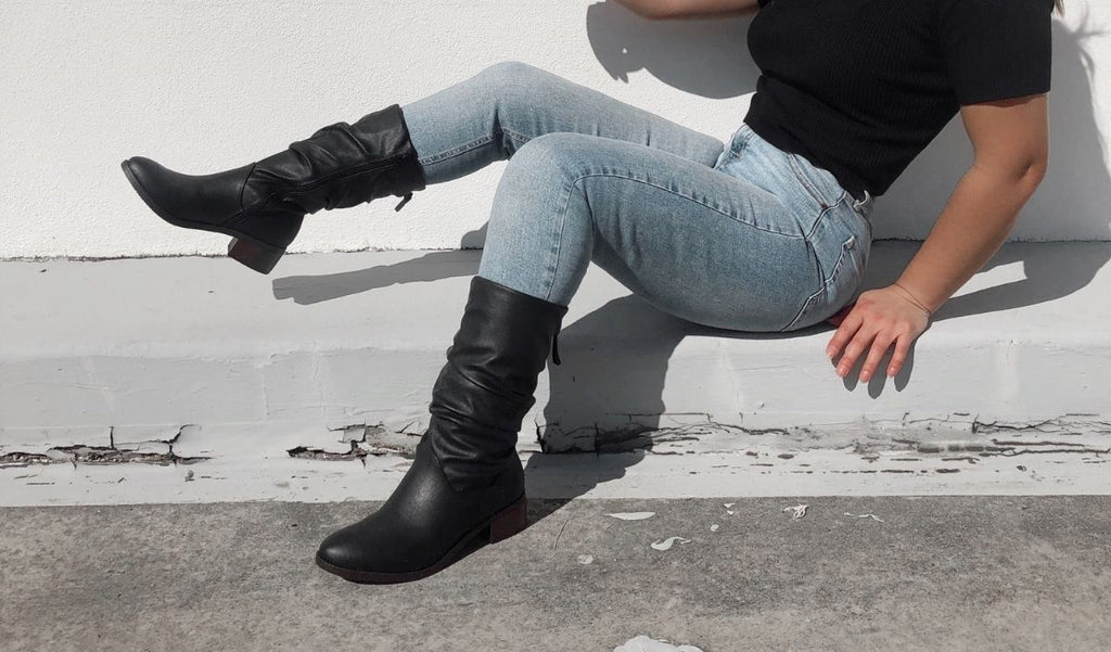 Women's Midi Boots - Melet in Black Soft Pu