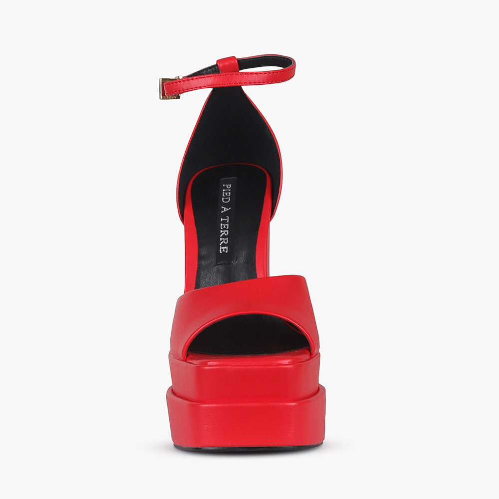 Skyla by Pied A Terre | Red Double Platform Heel | Famous Footwear