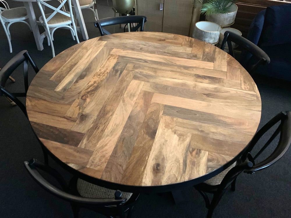 herringbone round dining table