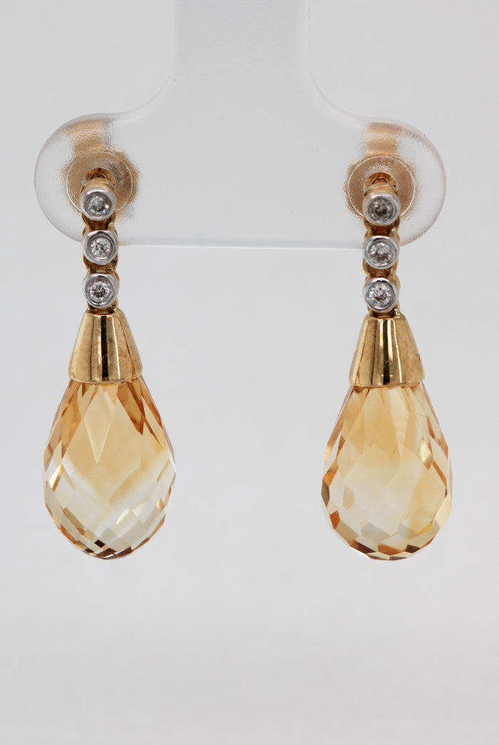 Citrine and Diamond Dangle Earrings - deJonghe Original Jewelry