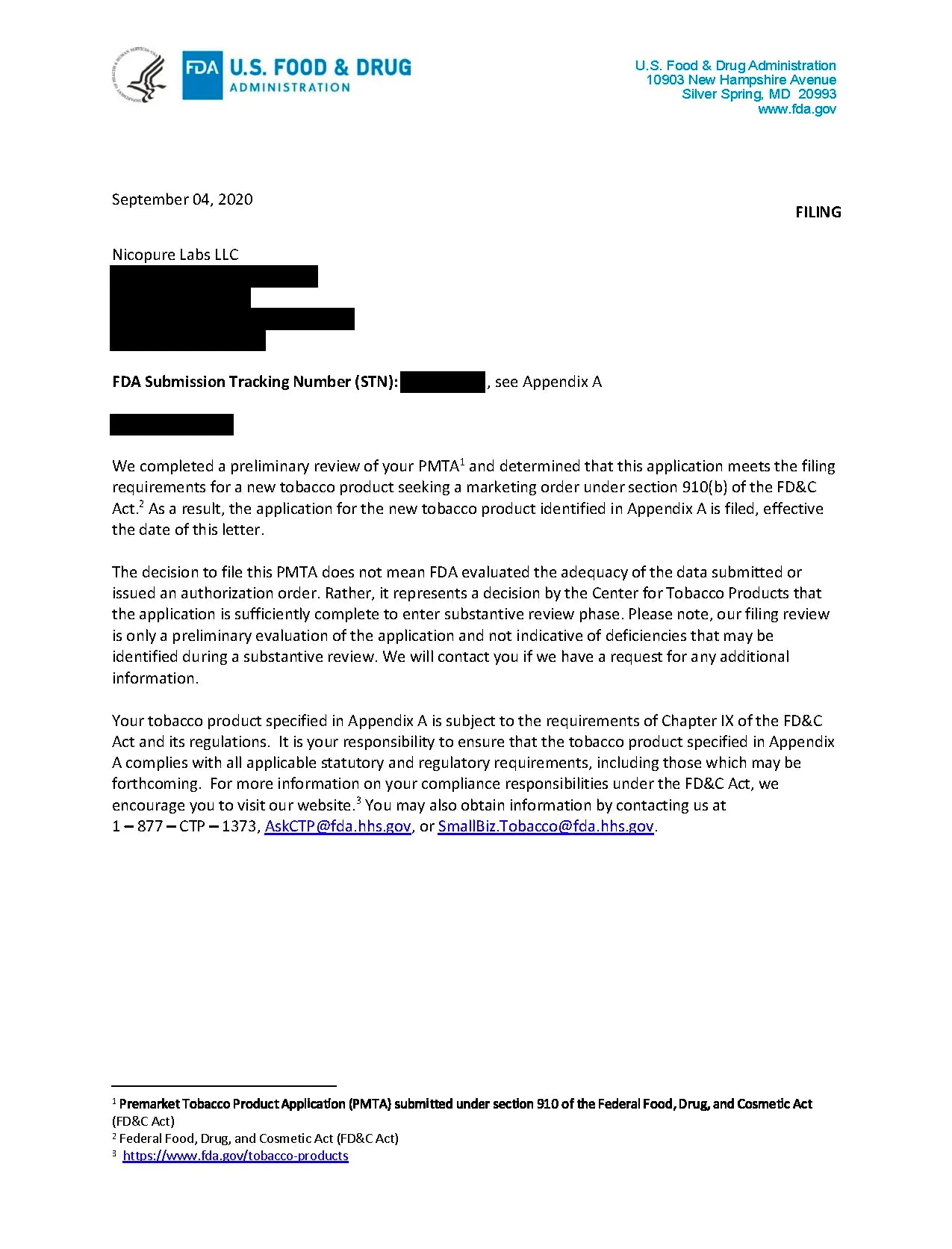 FDA Acceptance Letter 01