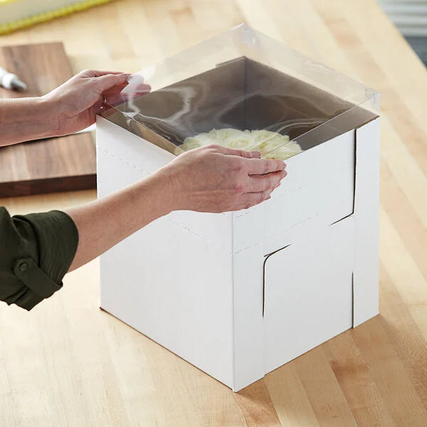 8 x 8 x 12" White Bakery Boxes with Window Pastry Boxes for Tall and Heavy Cakes