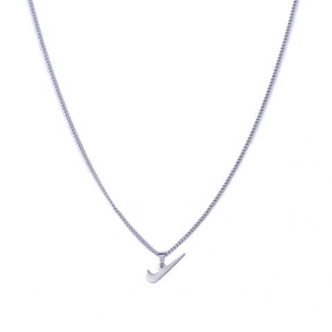 product image of a silver nike necklace