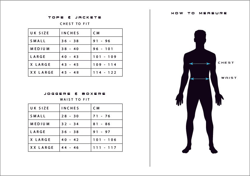 D-ROCK menswear size guide image