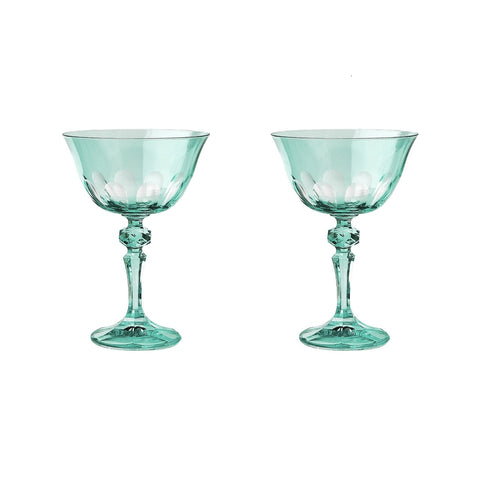 Sir/Madam, Set of 2 Rialto Glass Coupes Menthe 