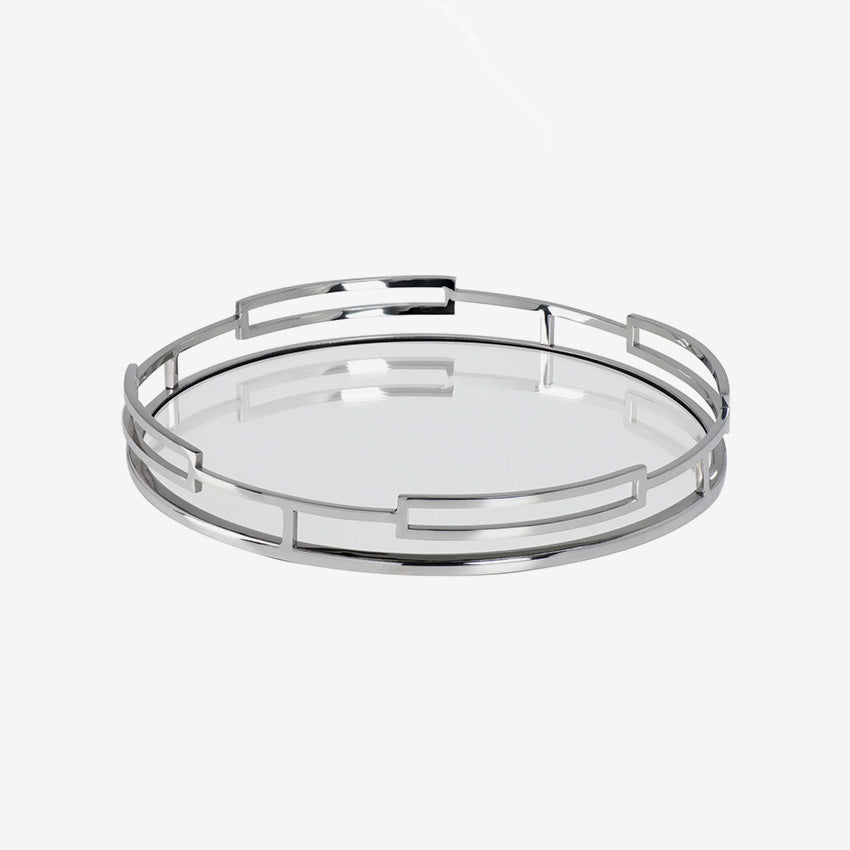 TORRE & TAGUS | Lux Circa Stainless Steel Round Mirror Tray – Maison Lipari