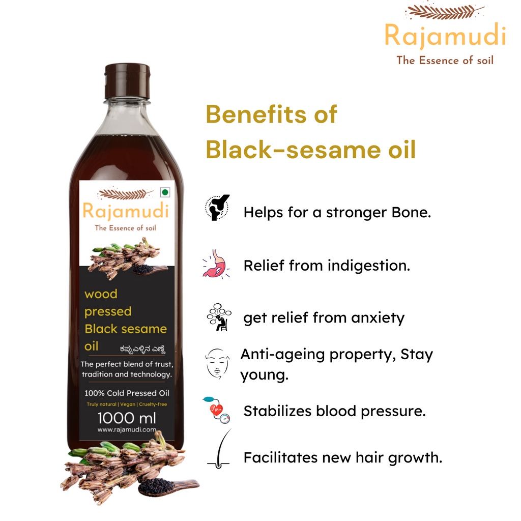 rajamudi, rajamudi oil, wood pressed oil, rajamudi.com, rajamudi black sesame oil, black sesame oil benefits, cooking oils, 
