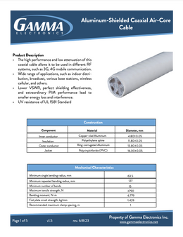 Plenum Cable - Aluminum-Shielded Coaxial Air-Core Cable