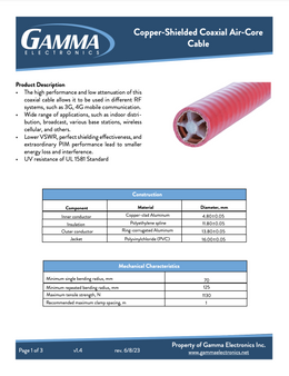 Plenum Cable - Copper-Shielded Coaxial Air-Core Cable