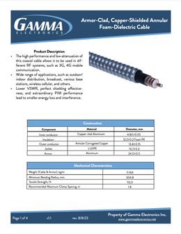 Armor-Clad, Copper-Shielded Annular Foam-Dielectric Cable