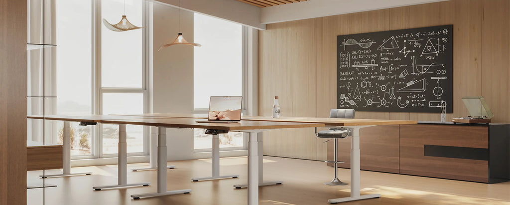 adjustable height desk in the office