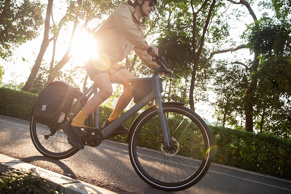 A man riding a ebike