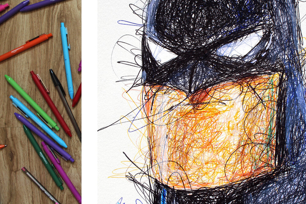 Batman Animated Series Ballpoint Pen Scribble Art Print – Cody James by Cody