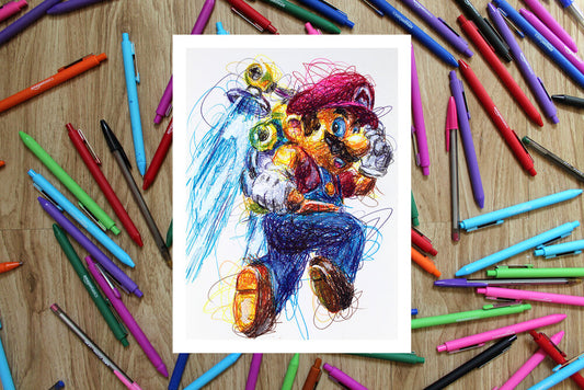 Super Mario Ballpoint Pen Art Print Set