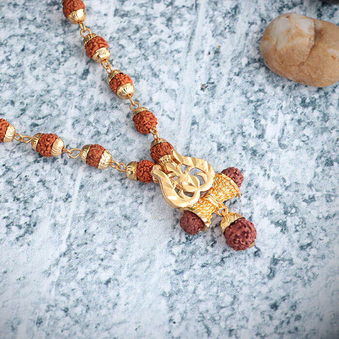 gold capped rudraksha mala