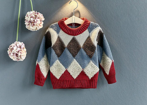 Girls Casual Fashion Pullover Plaid Sweater