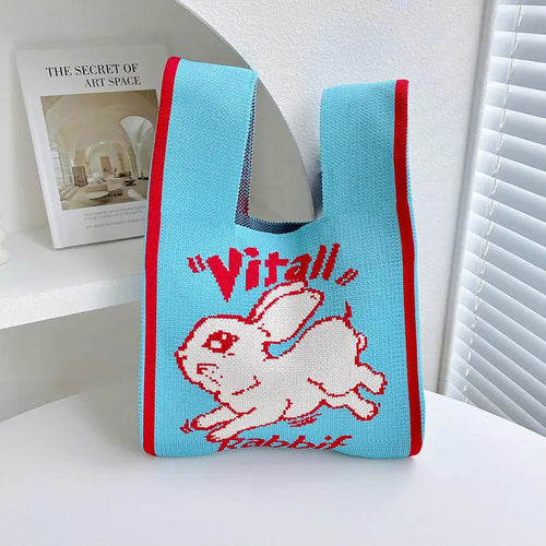 Rabbit Knitted Shoulder Bag Large Capacity Tote