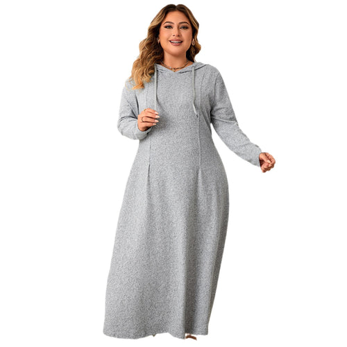 Plus size full Sleeves Hooded Autumn wear Casual dress