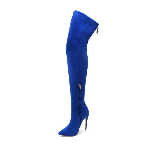 Royal Blue Pointy Toe High Heel Over-the-knee Boots