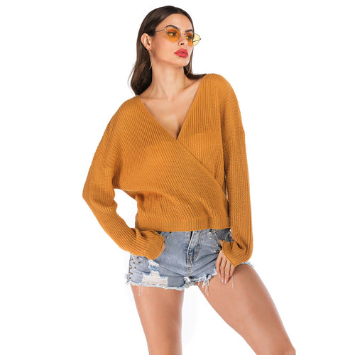 Plus size V-neck Knitted Pullover