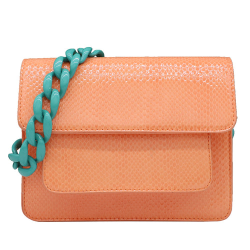 Contrasting Fish Scales One-shoulder Acrylic Chain Bag