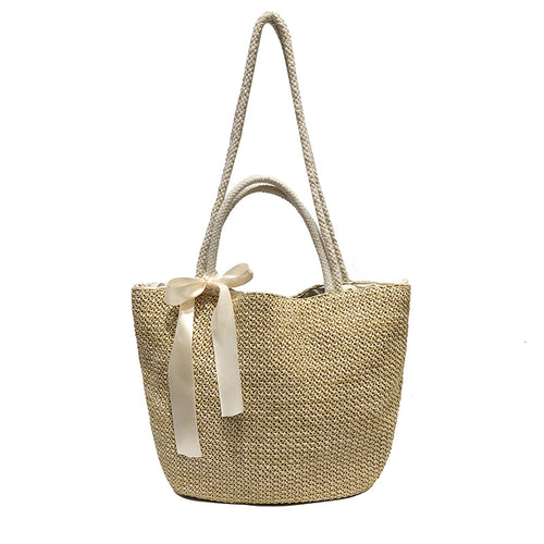 Woven straw tote bag