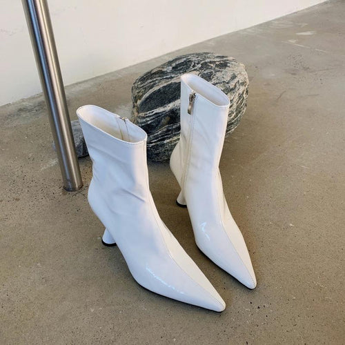 Women's Patent Spool heeled boots