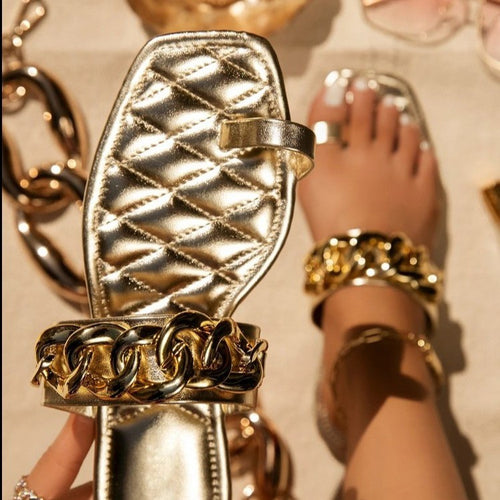 Summer New Style metal chain Slippers