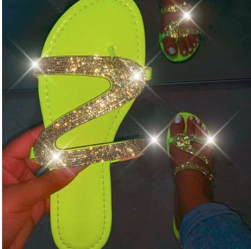 Women diamond flat jelly slippers