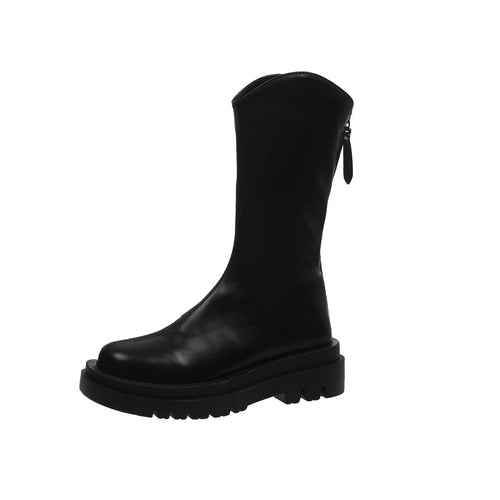 Simple Thick-soled Mid-tube Women's Boots