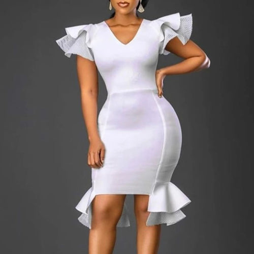 Plus Size Slim White Party Evening Gown