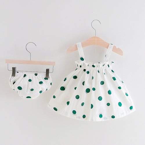 Girls polka dot printed skirt set