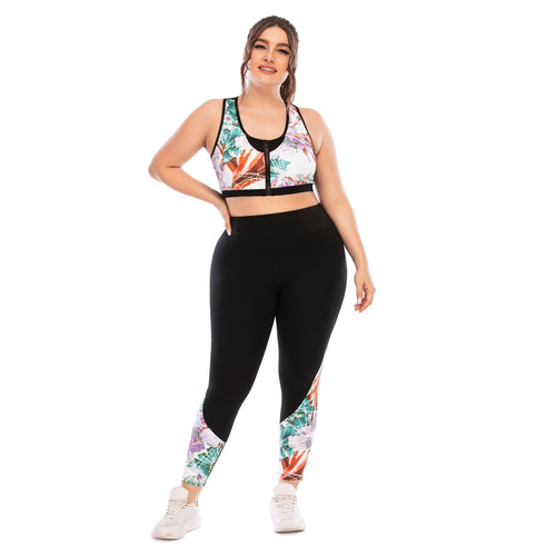 Plus Size Workout Sports Bra and Tights Set