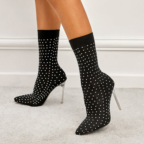 Women's Pointed Toe Elastic Stiletto Sock Boots
