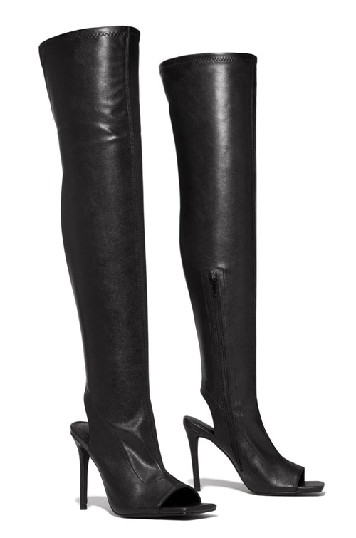 Women's peep toe  Stiletto knee length Boots