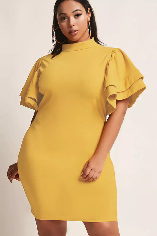 Plus Size Women's Bell Sleeves Dress