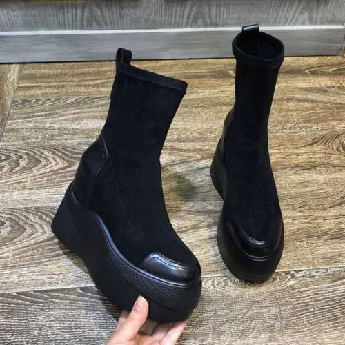 Round Toe Platform Ankle Boots