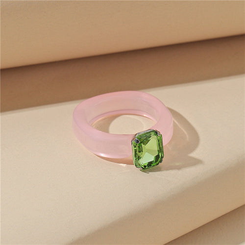 Transparent acrylic gem resin candy color jelly ring
