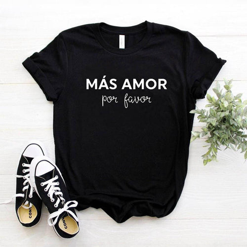Plus size Mas Amor Par Favor T-shirt