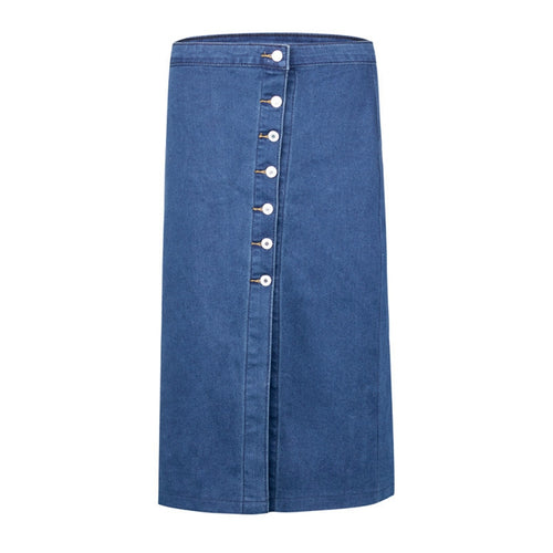 Plus Size Denim Buttoned Skirt